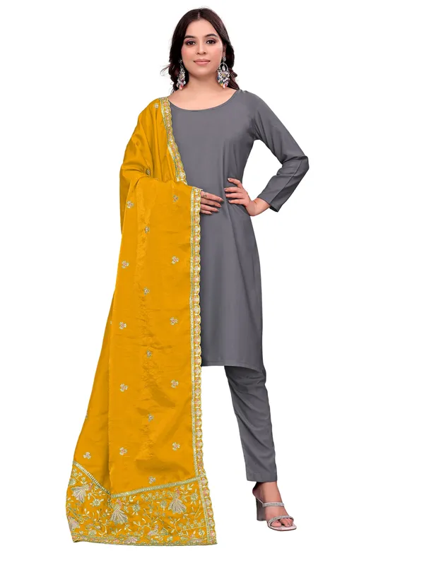 Zari_Embroidered_Art_Silk_Dupatta_With_Sequin_Peacock_Pallu_Yellow