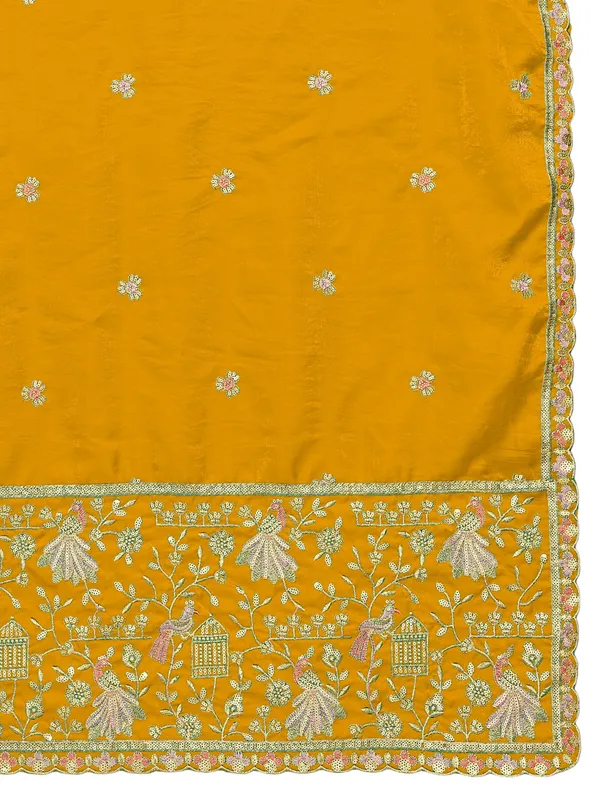 Zari_Embroidered_Art_Silk_Dupatta_With_Sequin_Peacock_Pallu_Yellow