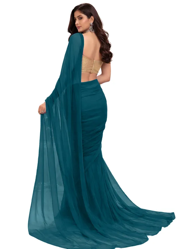 Georgette_Solid_Saree_With_Blouse_Piece_Kerosin_Blue