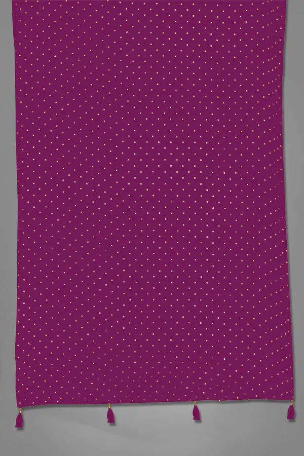 Golden_Star_Foil_Print_Chiffon_Dupatta_With_Tassel_Latkans_Wine
