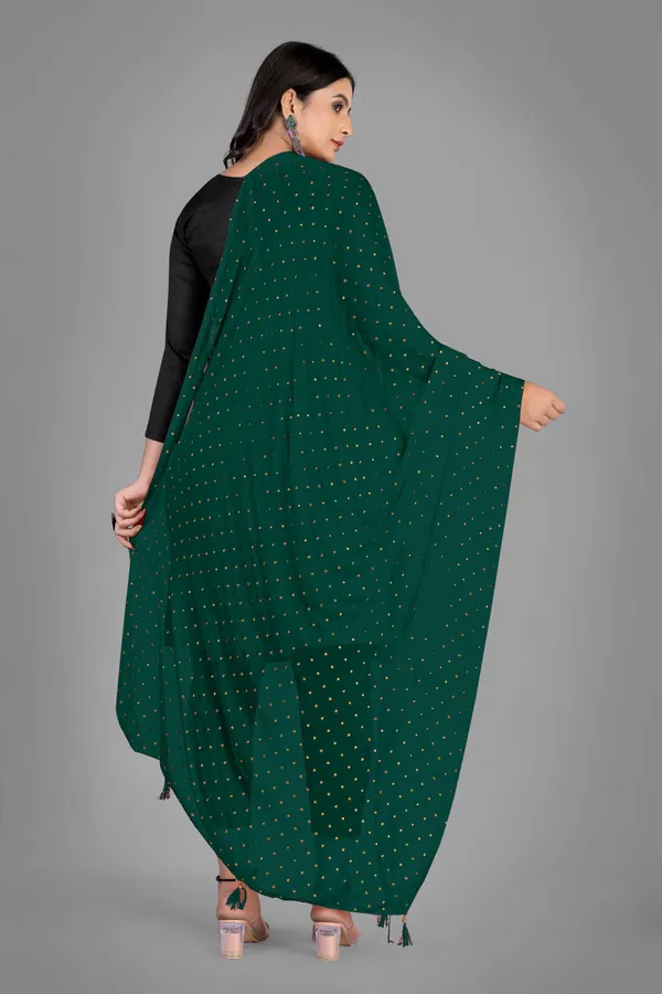 Golden_Star_Foil_Print_Chiffon_Dupatta_With_Tassel_Latkans_Green