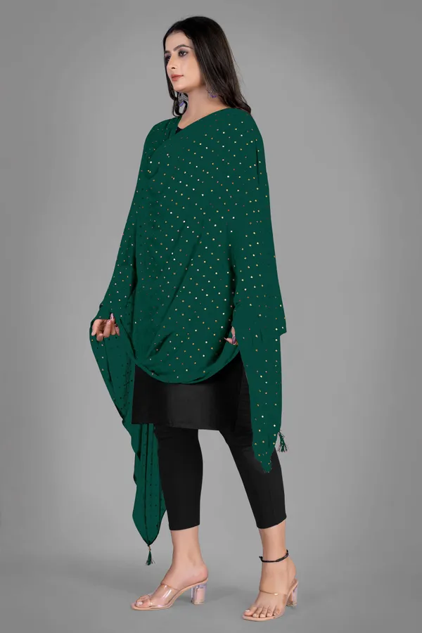 Golden_Star_Foil_Print_Chiffon_Dupatta_With_Tassel_Latkans_Green