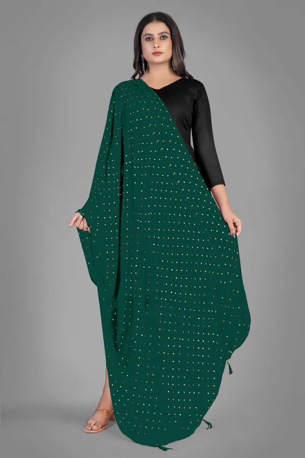 Golden_Star_Foil_Print_Chiffon_Dupatta_With_Tassel_Latkans_Green