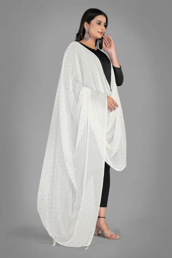 Golden_Star_Foil_Print_Chiffon_Dupatta_With_Tassel_Latkans_White