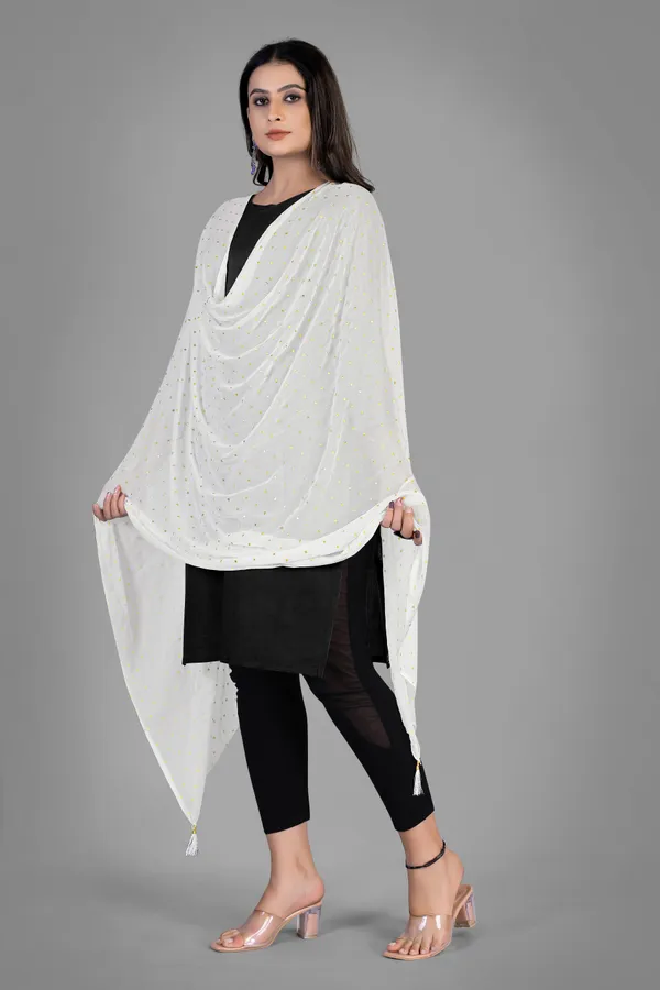 Golden_Star_Foil_Print_Chiffon_Dupatta_With_Tassel_Latkans_White