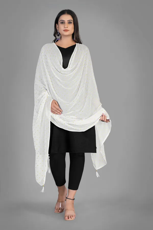 Golden_Star_Foil_Print_Chiffon_Dupatta_With_Tassel_Latkans_White