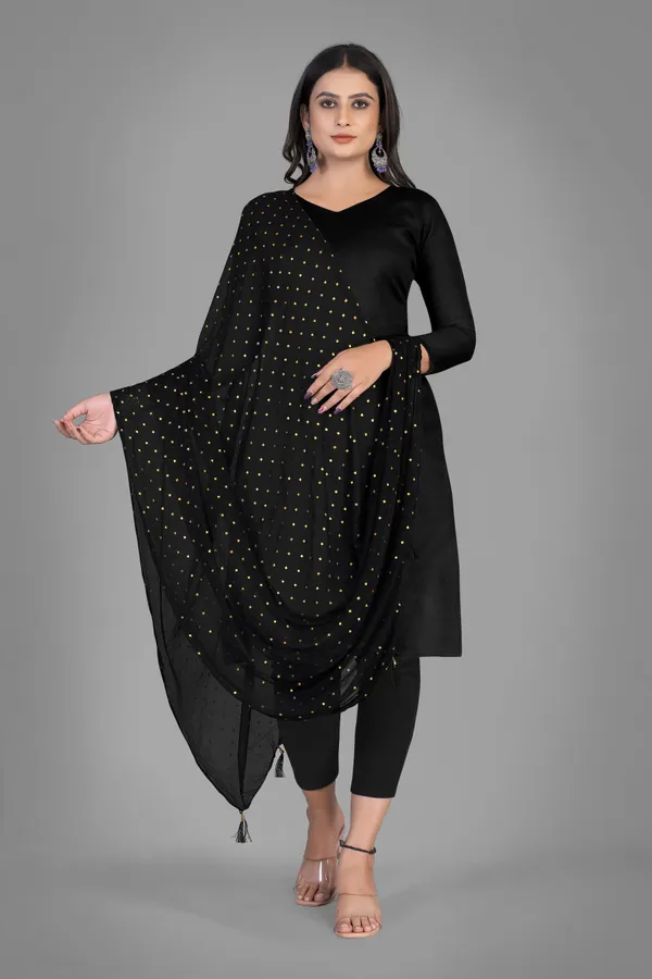 Golden_Star_Foil_Print_Chiffon_Dupatta_With_Tassel_Latkans_Black