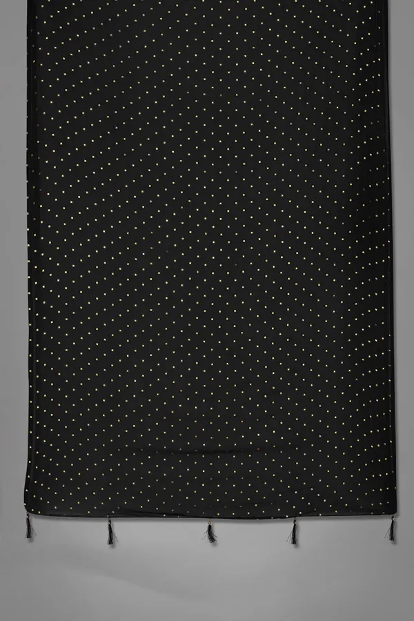 Golden_Star_Foil_Print_Chiffon_Dupatta_With_Tassel_Latkans_Black