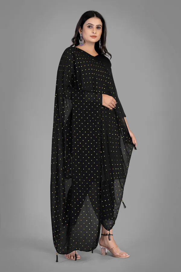 Golden_Star_Foil_Print_Chiffon_Dupatta_With_Tassel_Latkans_Black