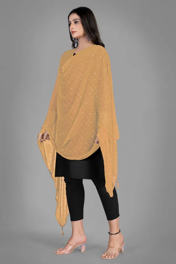 Golden_Star_Foil_Print_Chiffon_Dupatta_With_Tassel_Latkans_Beige