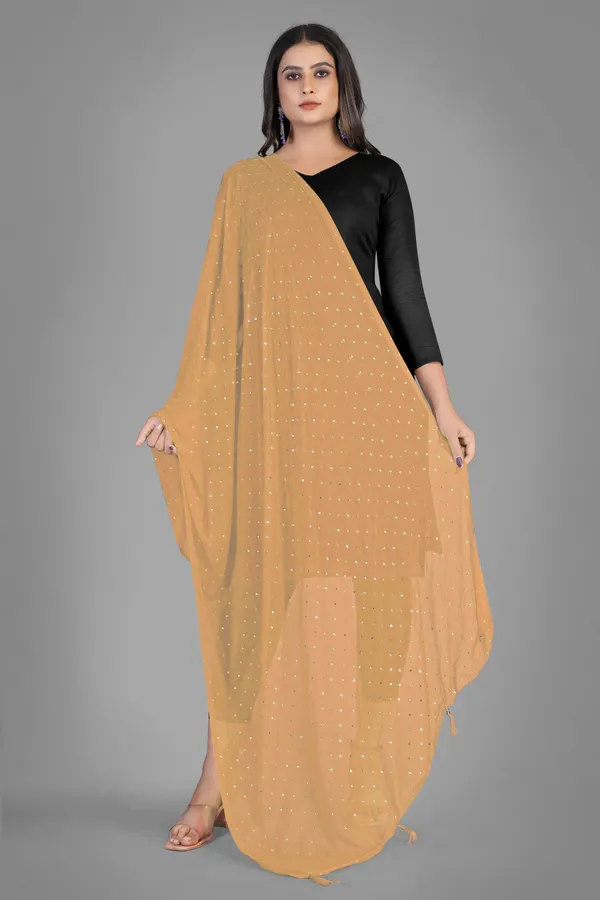 Golden_Star_Foil_Print_Chiffon_Dupatta_With_Tassel_Latkans_Beige