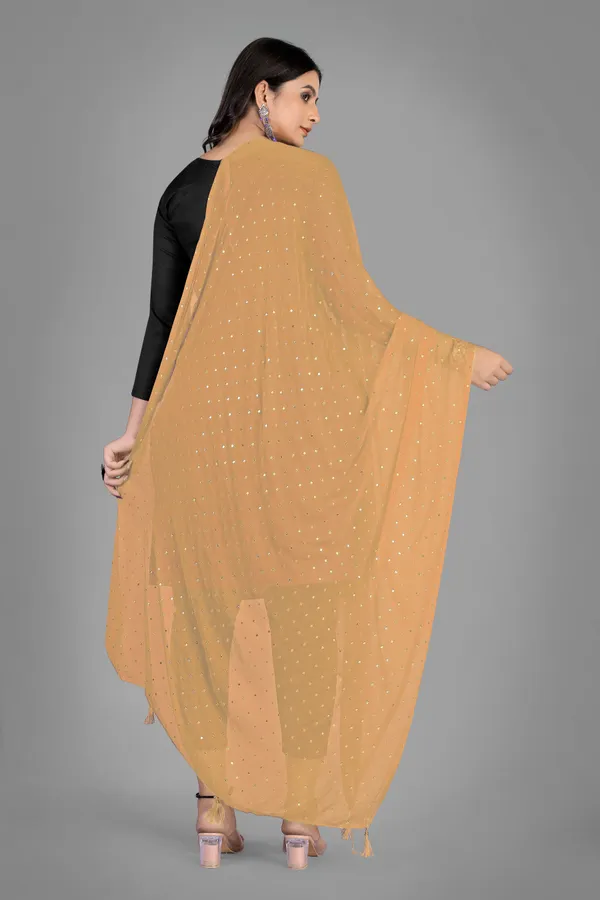 Golden_Star_Foil_Print_Chiffon_Dupatta_With_Tassel_Latkans_Beige