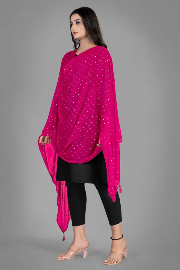 Golden_Star_Foil_Print_Chiffon_Dupatta_With_Tassel_Latkans_Pink