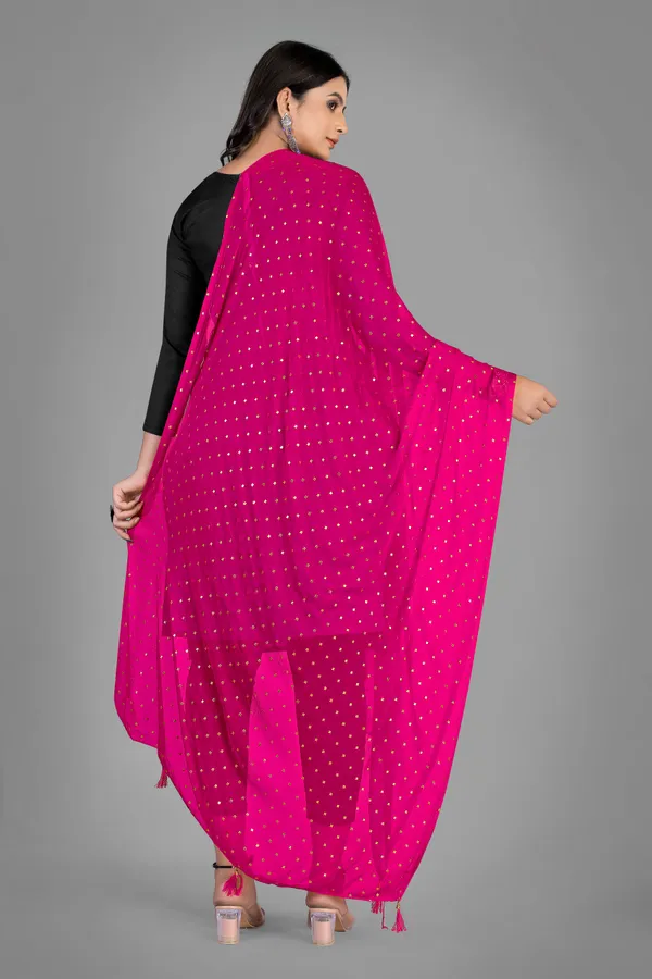 Golden_Star_Foil_Print_Chiffon_Dupatta_With_Tassel_Latkans_Pink