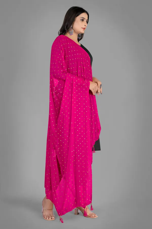 Golden_Star_Foil_Print_Chiffon_Dupatta_With_Tassel_Latkans_Pink