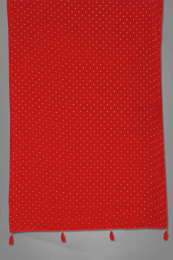 Golden_Star_Foil_Print_Chiffon_Dupatta_With_Tassel_Latkans_Red