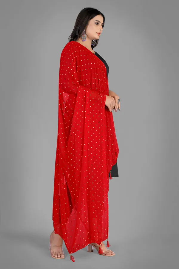 Golden_Star_Foil_Print_Chiffon_Dupatta_With_Tassel_Latkans_Red