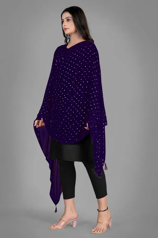 Golden_Star_Foil_Print_Chiffon_Dupatta_With_Tassel_Latkans_Navy_Blue