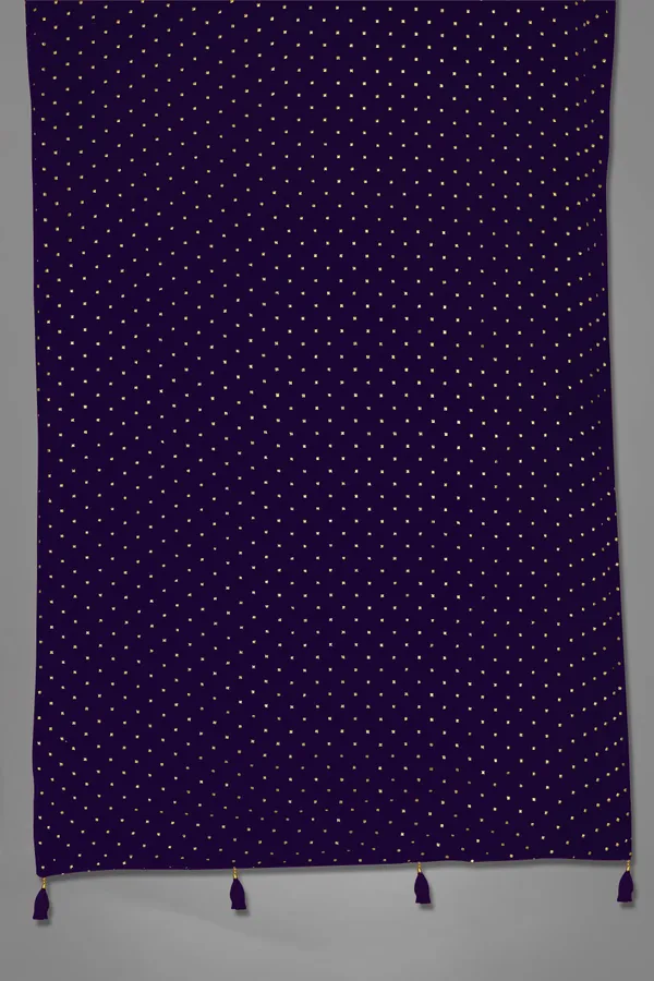 Golden_Star_Foil_Print_Chiffon_Dupatta_With_Tassel_Latkans_Navy_Blue