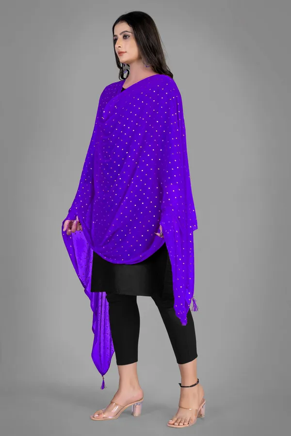 Golden_Star_Foil_Print_Chiffon_Dupatta_With_Tassel_Latkans_Royal_Blue