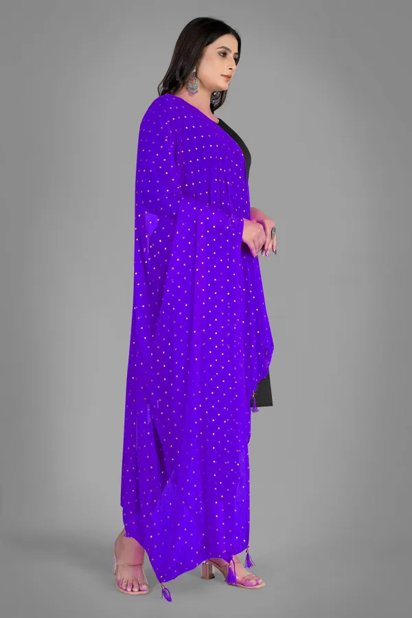 Golden_Star_Foil_Print_Chiffon_Dupatta_With_Tassel_Latkans_Royal_Blue