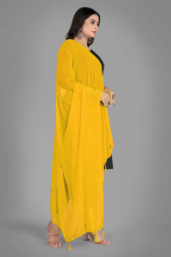 Golden_Star_Foil_Print_Chiffon_Dupatta_With_Tassel_Latkans_Yellow