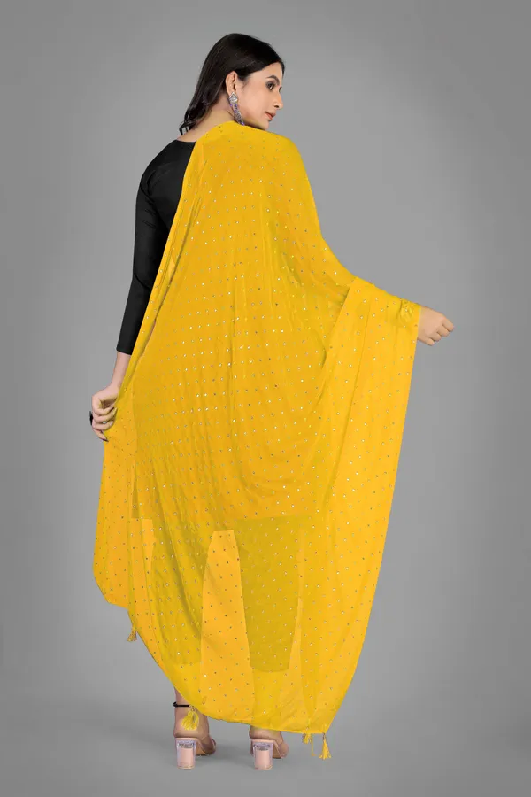 Golden_Star_Foil_Print_Chiffon_Dupatta_With_Tassel_Latkans_Yellow