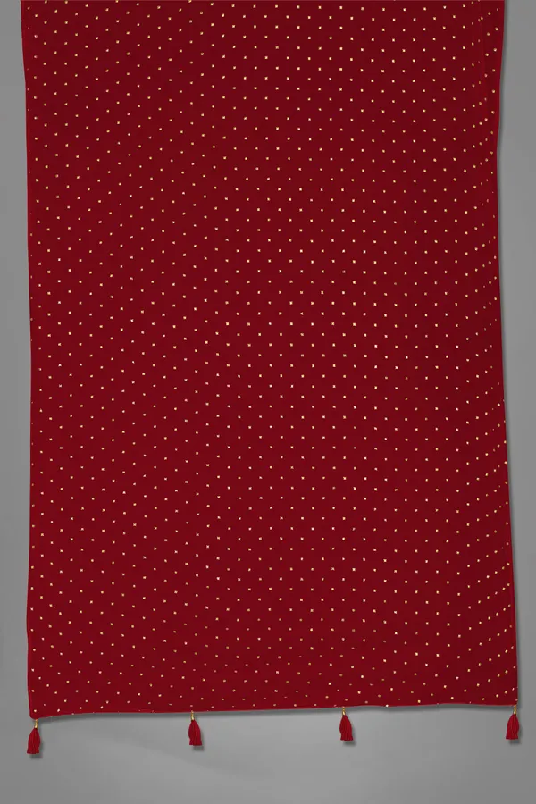 Golden_Star_Foil_Print_Chiffon_Dupatta_With_Tassel_Latkans_Maroon