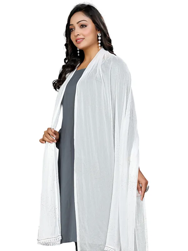 Stone_Work_Chiffon_Dupatta_With_Leaf_Vines_Tassel_Lace_White