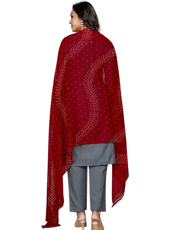 Stone_Work_Chiffon_Dupatta_With_Leaf_Vines_Tassel_Lace_Maroon