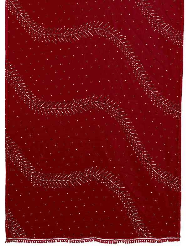 Stone_Work_Chiffon_Dupatta_With_Leaf_Vines_Tassel_Lace_Maroon