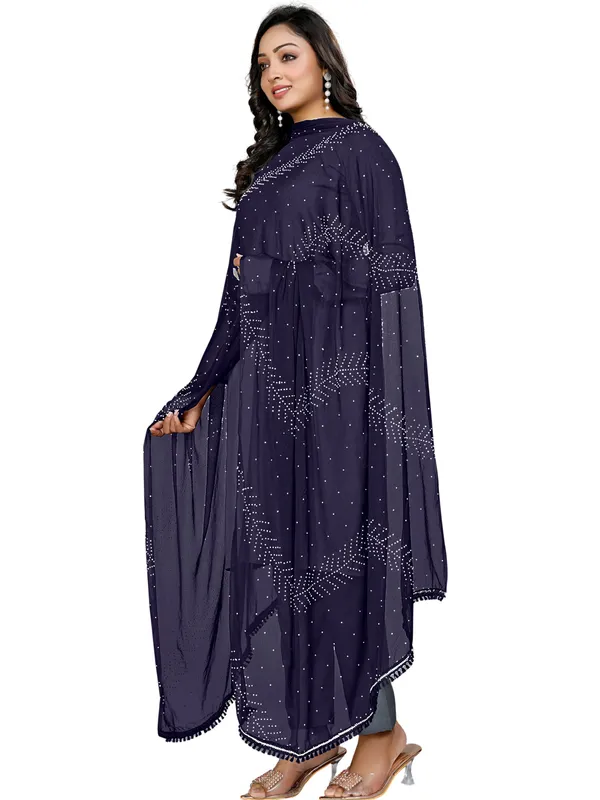 Stone_Work_Chiffon_Dupatta_With_Leaf_Vines_Tassel_Lace_Navy_Blue