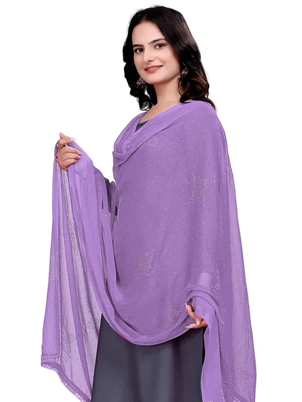 Stone_Work_Chiffon_Dupatta_With_Flower_Motifs_Tassel_Lace_Lavender