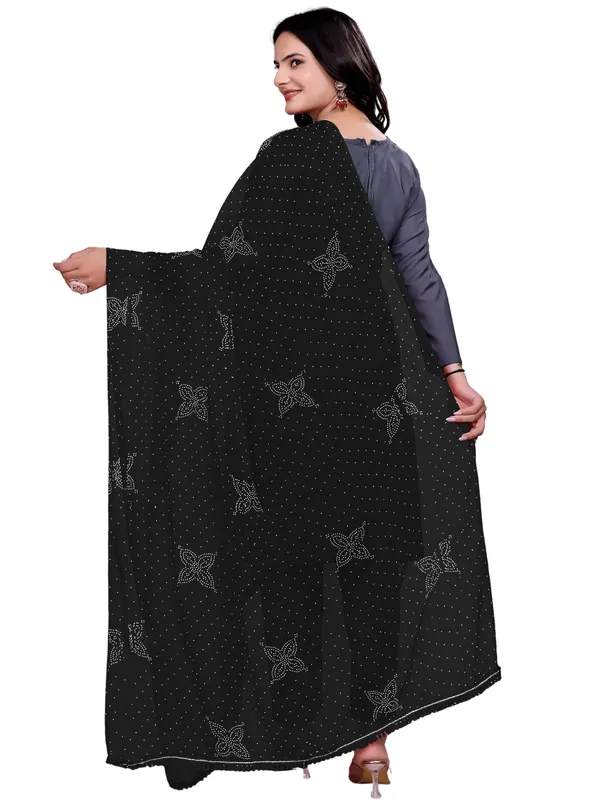 Stone_Work_Chiffon_Dupatta_With_Flower_Motifs_Tassel_Lace_Black