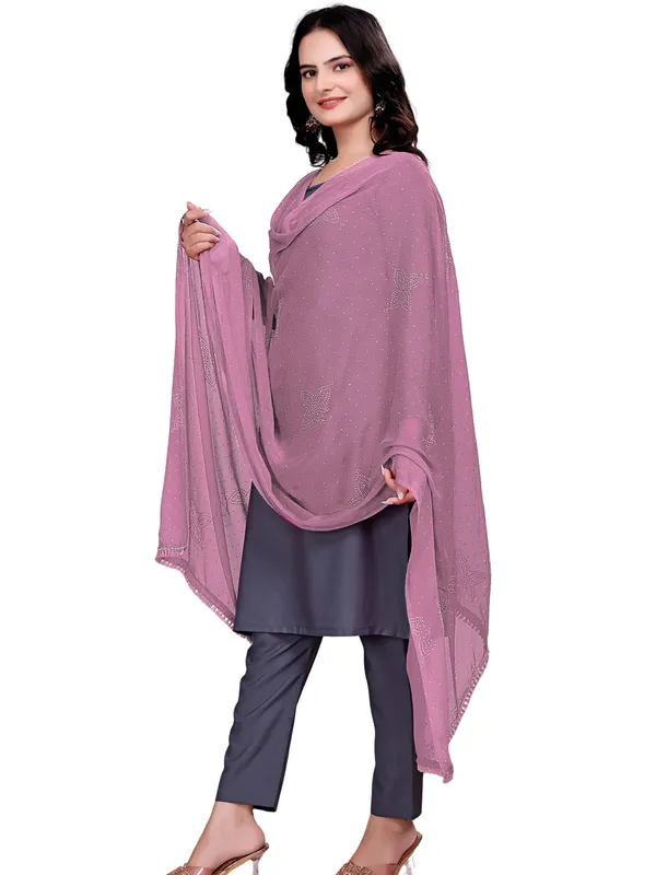 Stone_Work_Chiffon_Dupatta_With_Flower_Motifs_Tassel_Lace_Onion_Pink