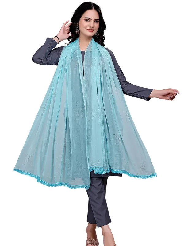 Stone_Work_Chiffon_Dupatta_With_Flower_Motifs_Tassel_Lace_Sky_Blue