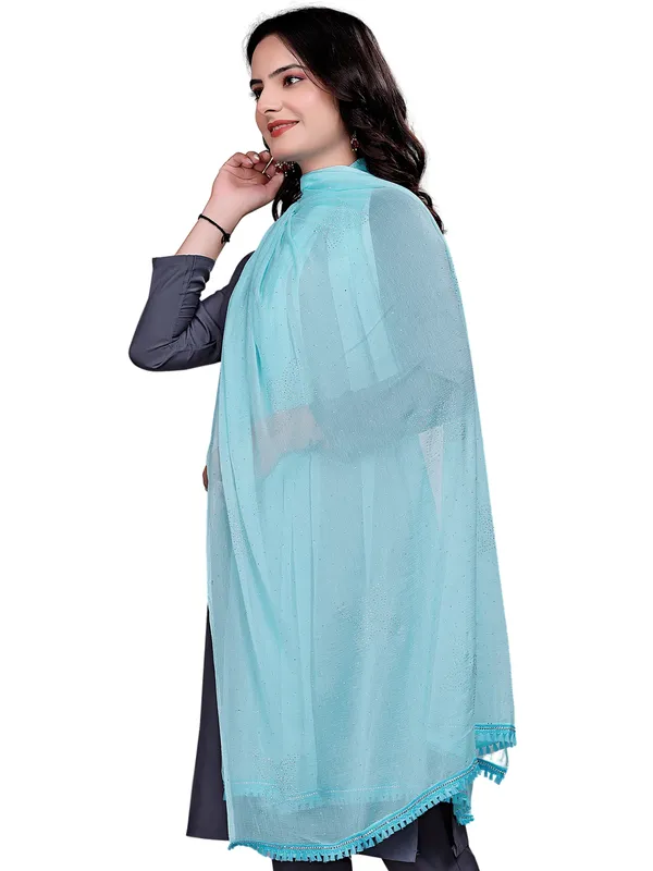 Stone_Work_Chiffon_Dupatta_With_Flower_Motifs_Tassel_Lace_Sky_Blue