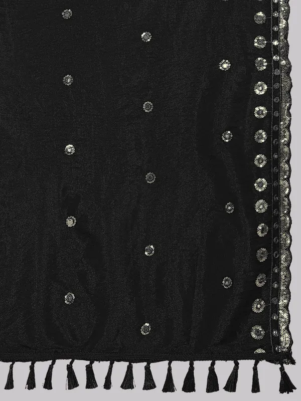 Mirror_Work_Organza_Dupatta_With_Sequin_Border_Tassels_Black