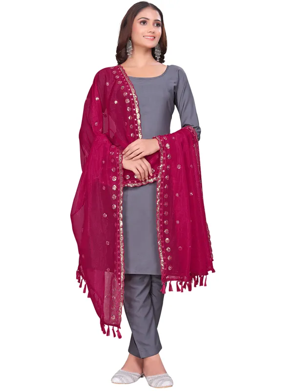 Mirror_Work_Organza_Dupatta_With_Sequin_Border_Tassels_Pink