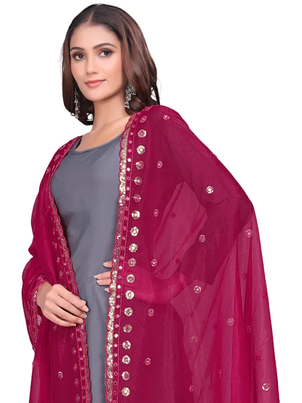 Mirror_Work_Organza_Dupatta_With_Sequin_Border_Tassels_Pink