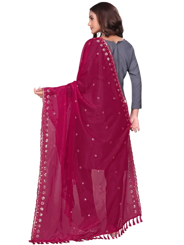 Mirror_Work_Organza_Dupatta_With_Sequin_Border_Tassels_Pink