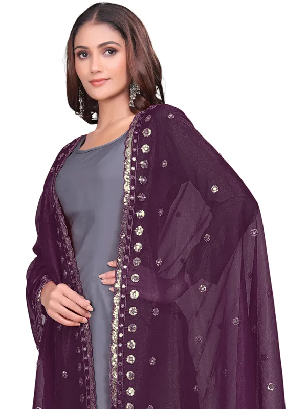 Mirror_Work_Organza_Dupatta_With_Sequin_Border_Tassels_Wine