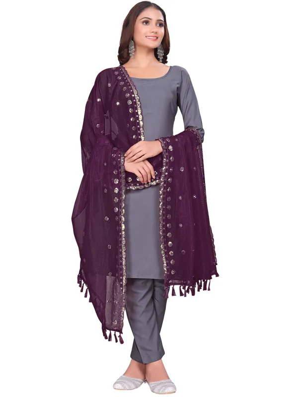 Mirror_Work_Organza_Dupatta_With_Sequin_Border_Tassels_Wine