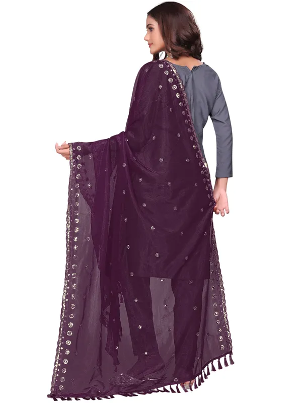 Mirror_Work_Organza_Dupatta_With_Sequin_Border_Tassels_Wine