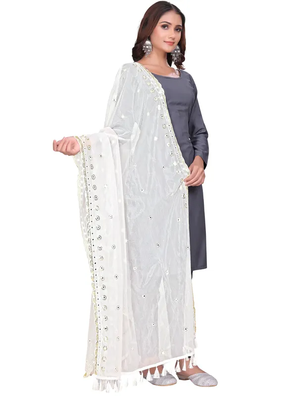 Mirror_Work_Organza_Dupatta_With_Sequin_Border_Tassels_White