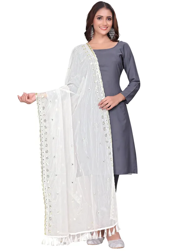 Mirror_Work_Organza_Dupatta_With_Sequin_Border_Tassels_White