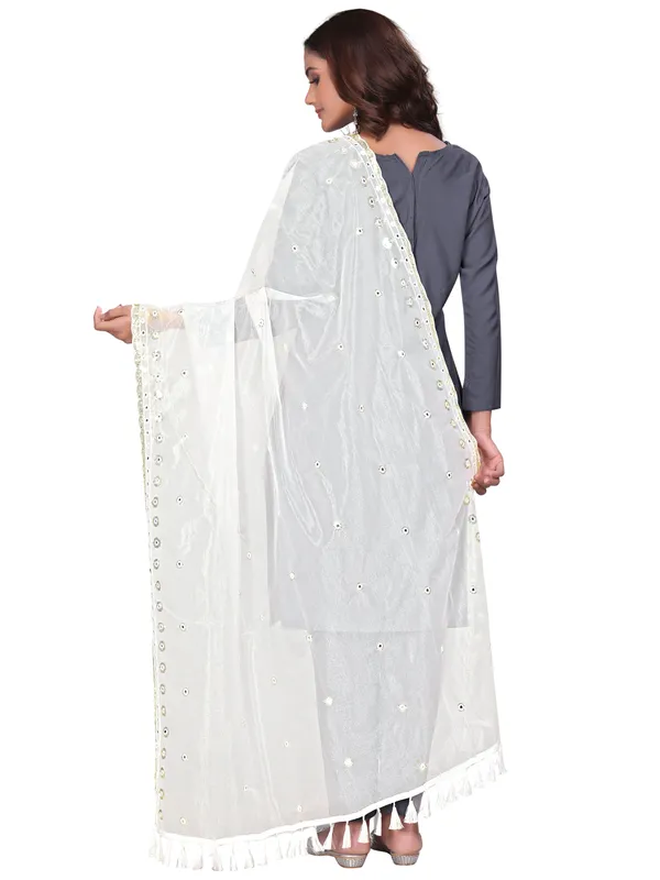 Mirror_Work_Organza_Dupatta_With_Sequin_Border_Tassels_White