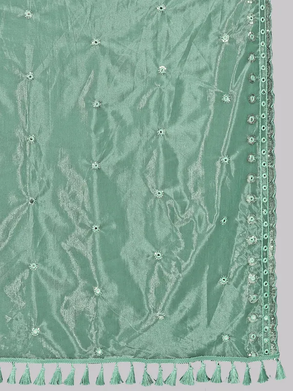 Mirror_Work_Organza_Dupatta_With_Sequin_Border_Tassels_Pista_Green