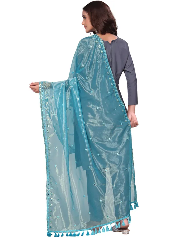 Mirror_Work_Organza_Dupatta_With_Sequin_Border_Tassels_Sky_Blue