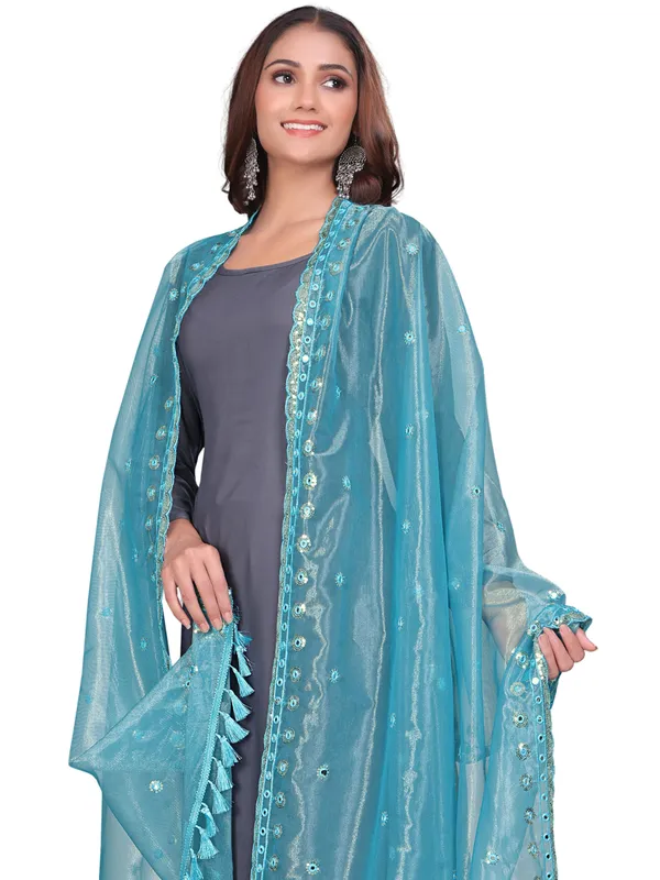 Mirror_Work_Organza_Dupatta_With_Sequin_Border_Tassels_Sky_Blue